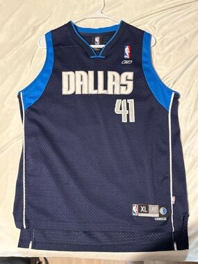 Dirk Nowitzki 06-07 Reebok Dallas Mavericks #41 Navy Blue Basketball Jersey
